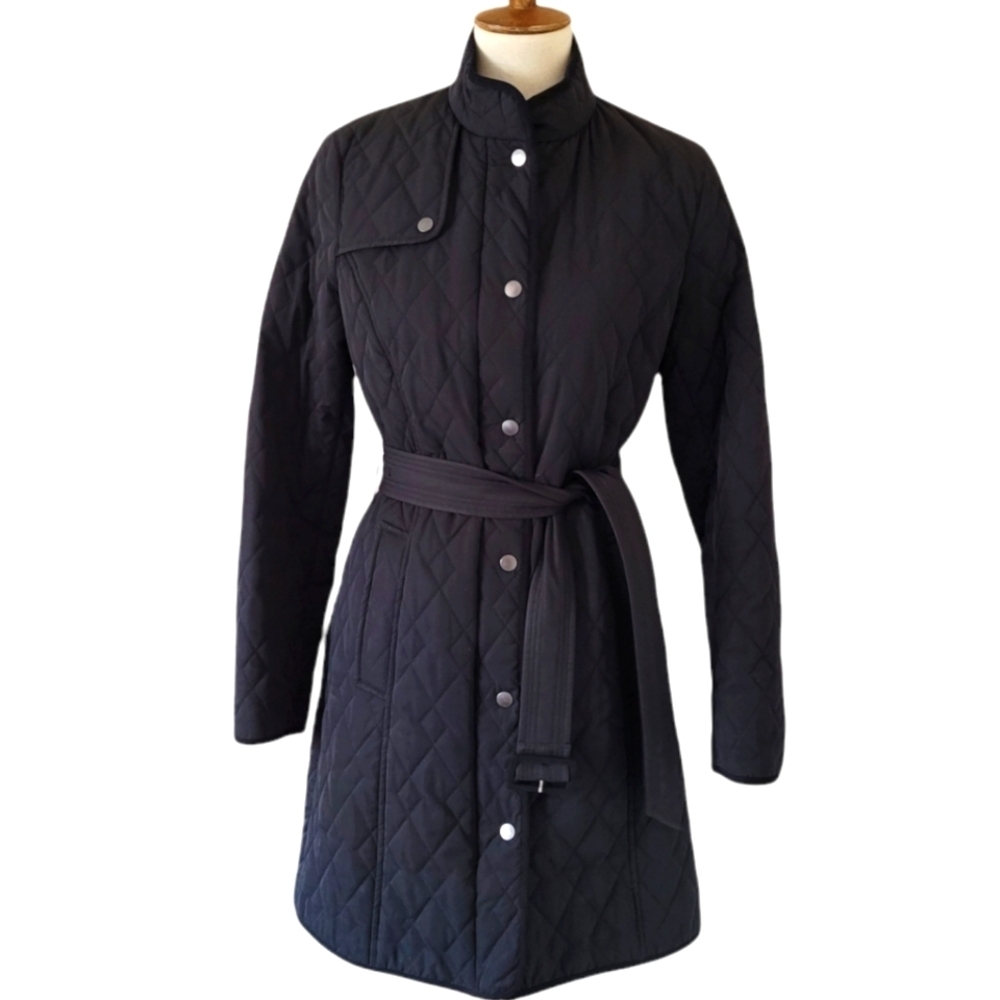 J. McLaughlin Black Quilted Puffer Midi Coat